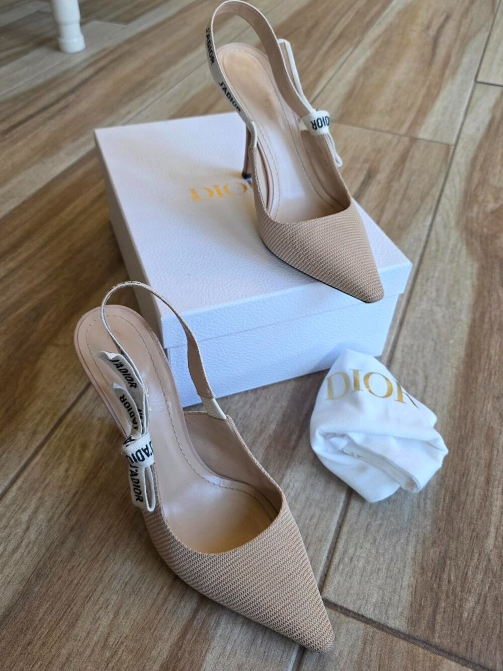 Dior J'Adior Nude Technical Embroidered Signature Ribbon Shoes Eur. 40.5